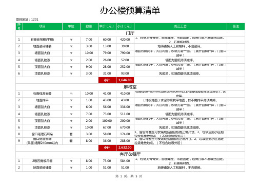 办公楼装修预算清单