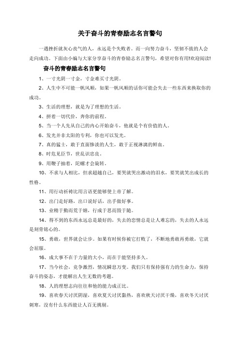 关于奋斗的青春励志名言警句