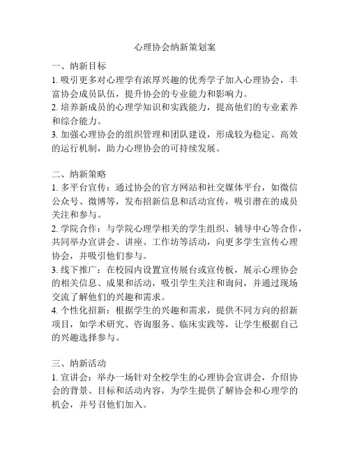 心理协会纳新策划案