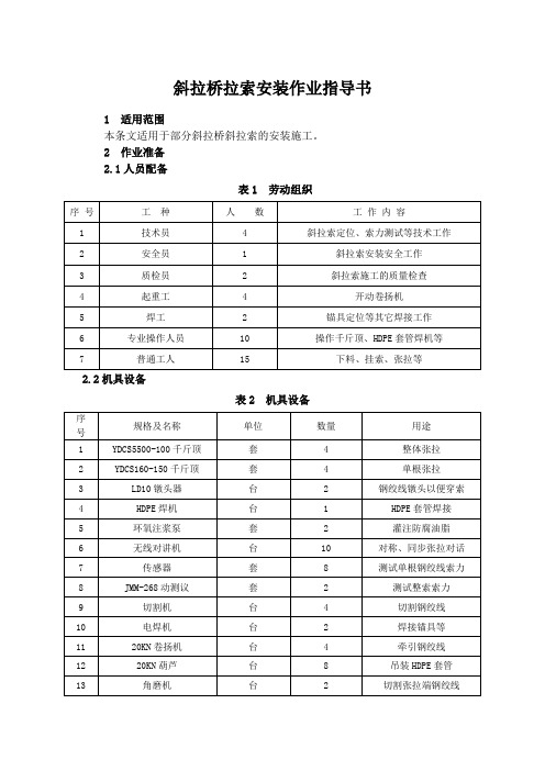 斜拉桥拉索安装作业指导书