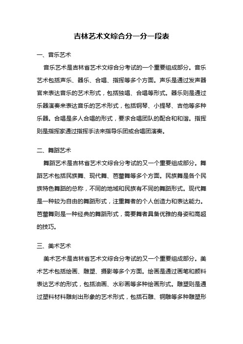 吉林艺术文综合分一分一段表