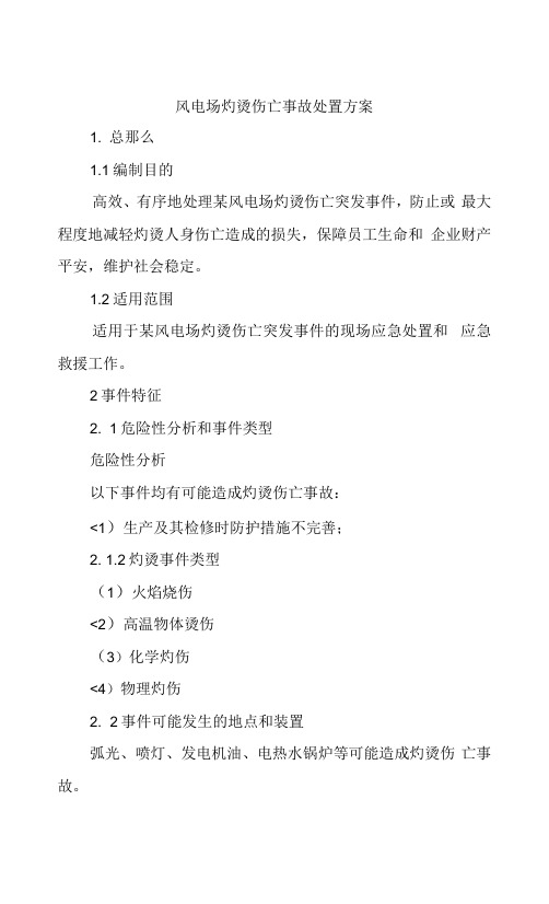 风电场灼烫伤亡事故处置方案