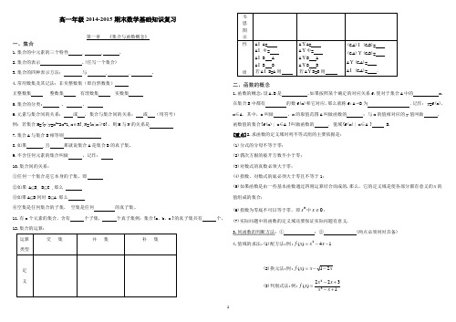 新课标高中数学必修1基础知识填空(最新)