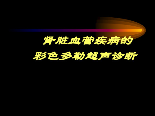 肾脏血管疾病的超声诊断 PPT课件