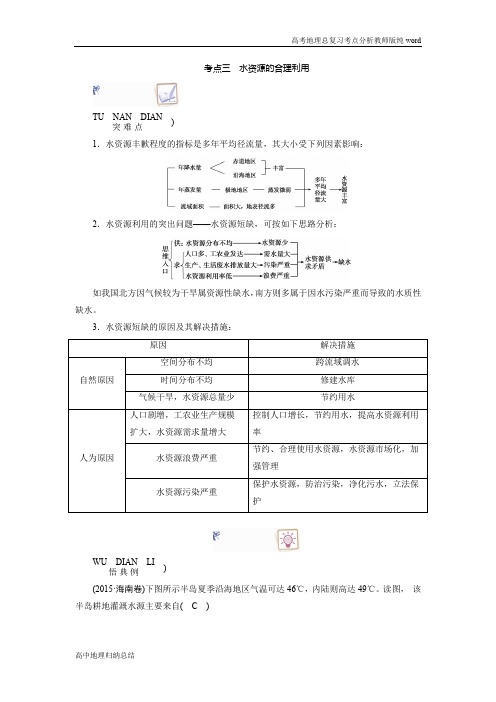 新课程改革高中地理总复习高考地理考点分析考点三水资源的合理利用