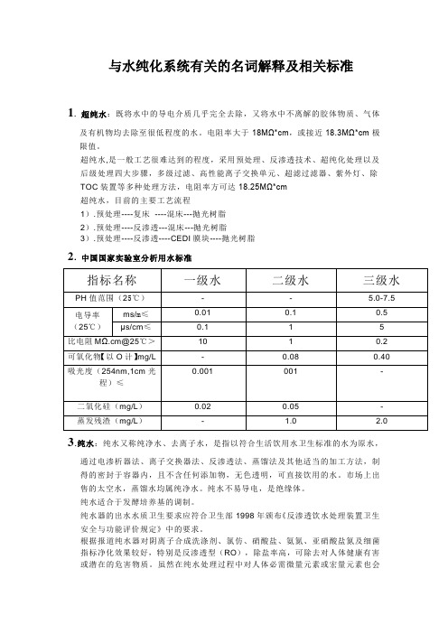 水纯化系统名词解释