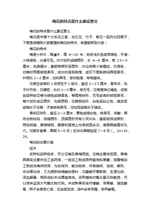 梅花的特点是什么象征意义