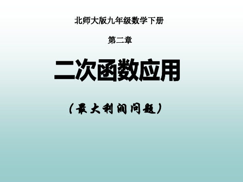 北师大版初中数学九年级下册2.4《二次函数的应用》教学课件