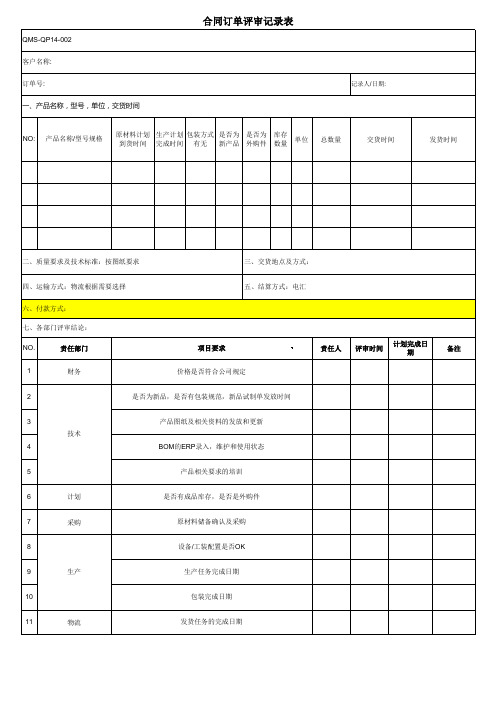 01-合同订单评审记录