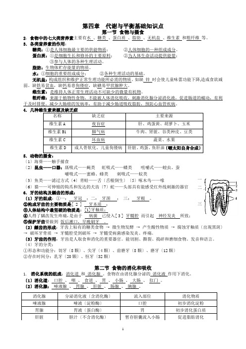 第四章代谢与平衡基础知识要点