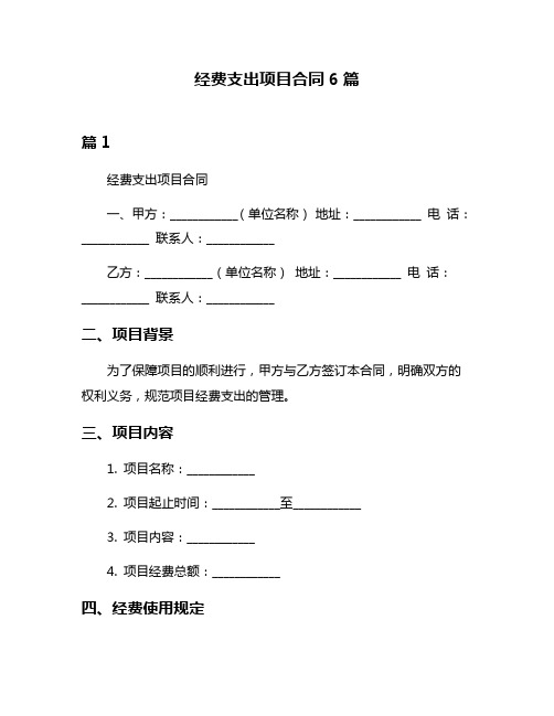 经费支出项目合同6篇