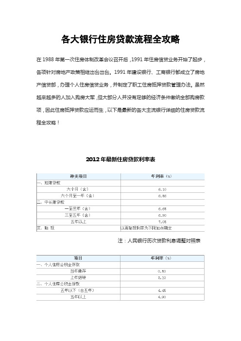 各大银行住房贷款流程全攻略