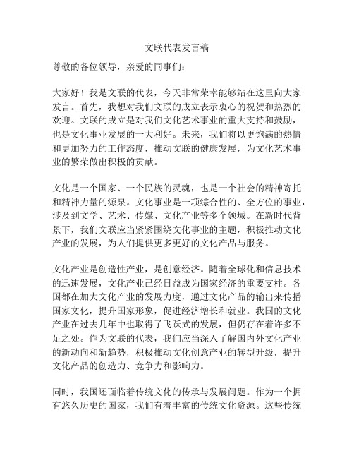 文联代表发言稿