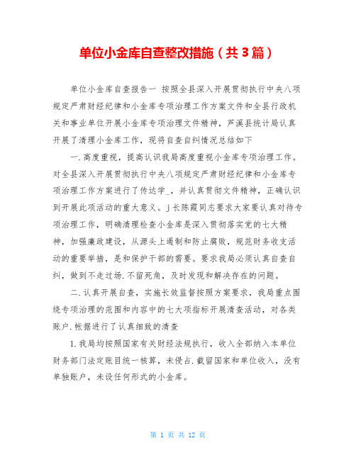 单位小金库自查整改措施(共3篇)