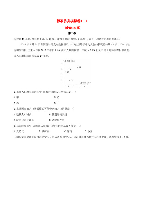 高考地理一轮全程复习方略标准仿真模拟卷二