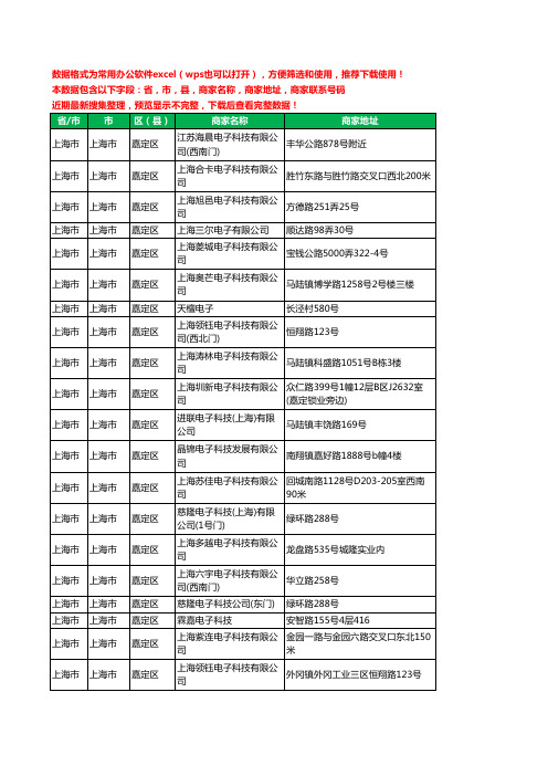 2020新版上海市上海市嘉定区电子科技有限公司工商企业公司商家名录名单黄页联系电话号码地址大全265家