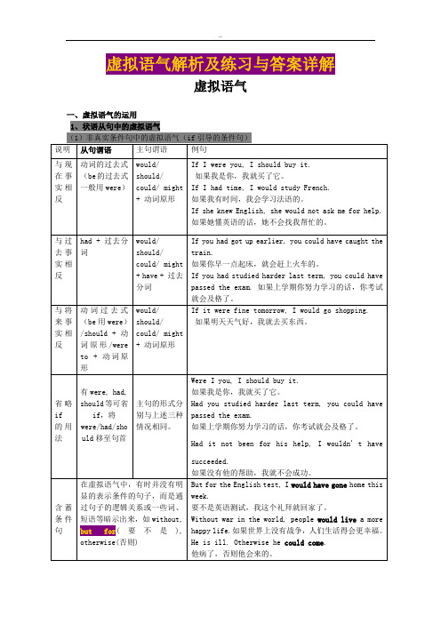 虚拟语气解析以及练习题答案详细解答