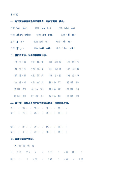 小升初语文专题:汉字专题专练
