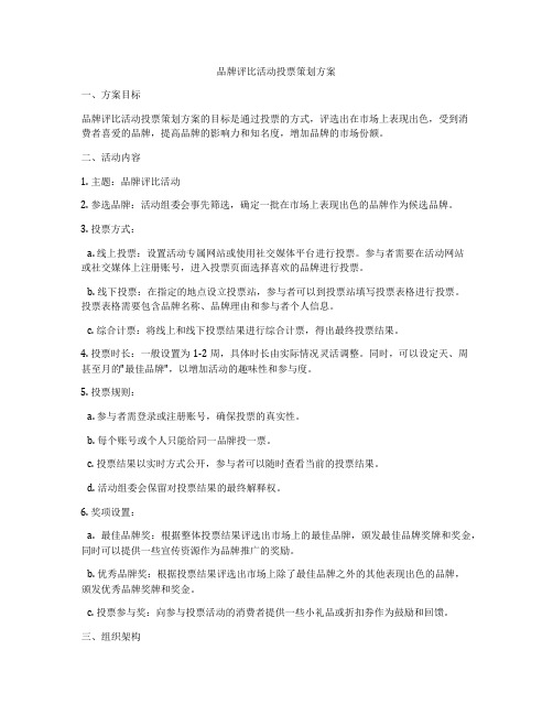 品牌评比活动投票策划方案