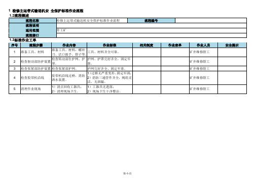 检修主运带式输送机安全保护标准作业流程