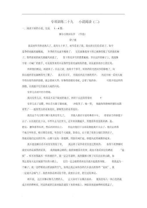 2020年高考语文二轮复习专项训练29：小说阅读(二)(含答案)