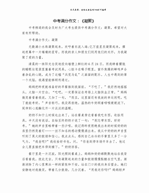 中考满分作文：《凝聚》.doc