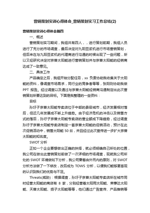 营销策划实训心得体会_营销策划实习工作总结（2）