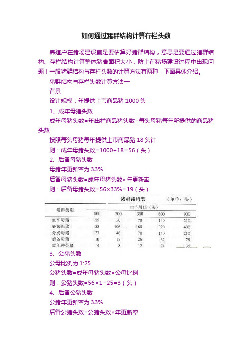 如何通过猪群结构计算存栏头数