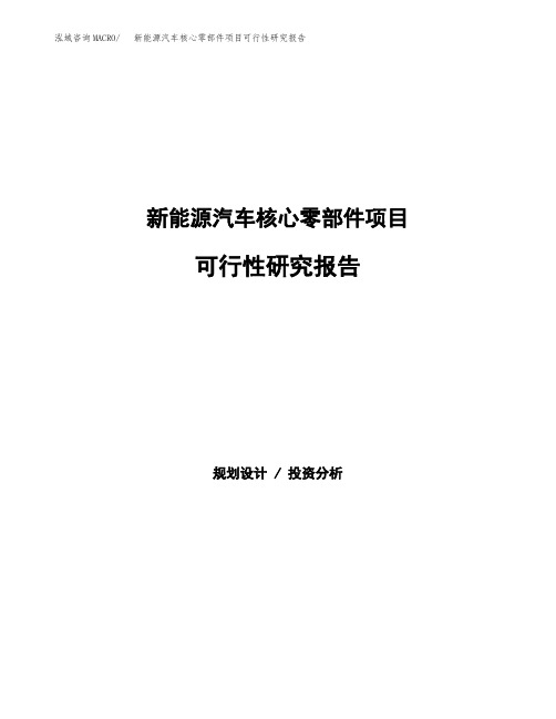 新能源汽车核心零部件项目可行性研究报告发改委立项模板