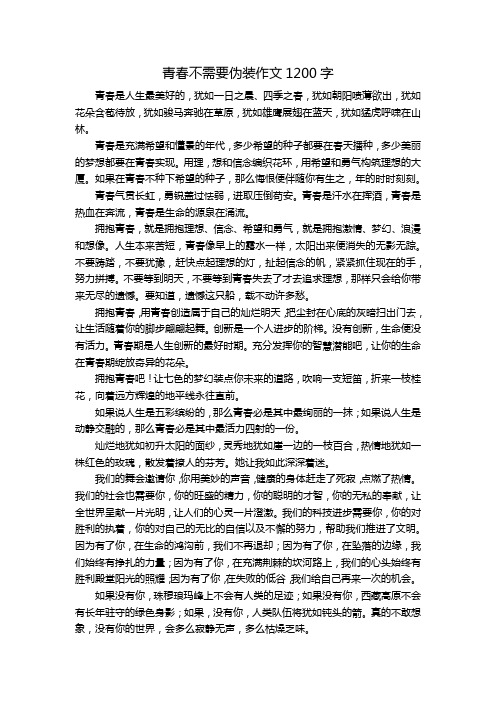 青春不需要伪装作文1200字