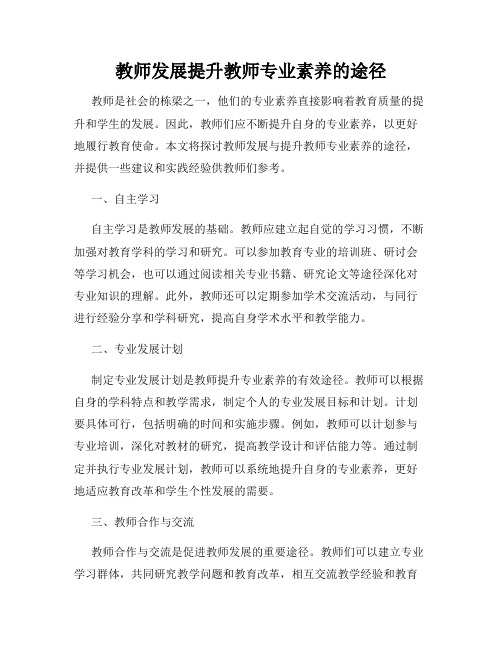 教师发展提升教师专业素养的途径