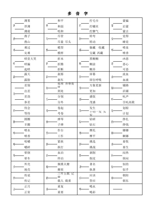 六年级下册多音字、形近字