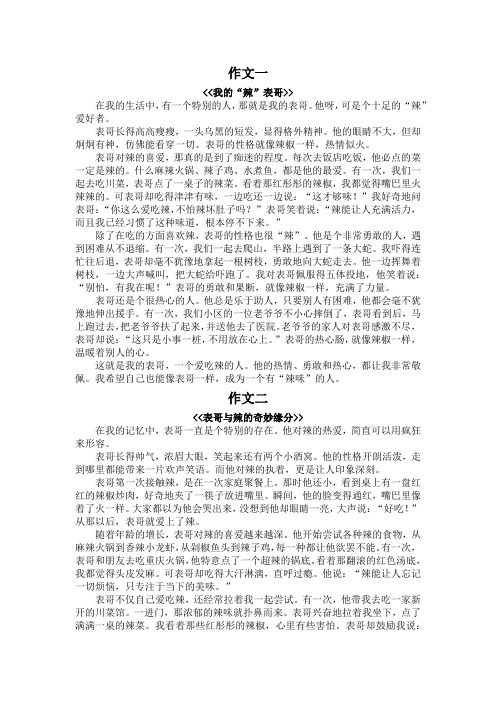 爱吃辣的表哥作文600字