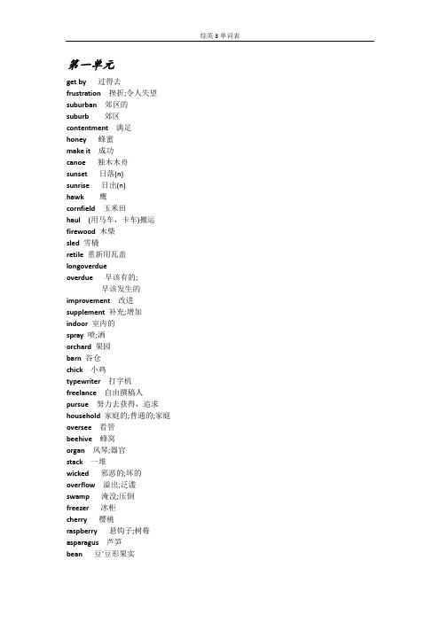 大学英语综合教程3-单词表