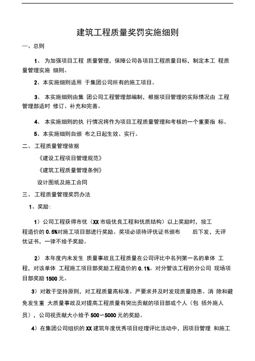 建筑工程质量管理处罚实施细则