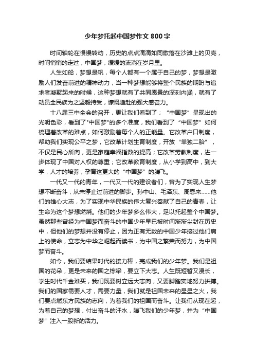 少年梦托起中国梦作文800字