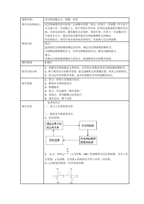 反比例函数定义,图像,性质