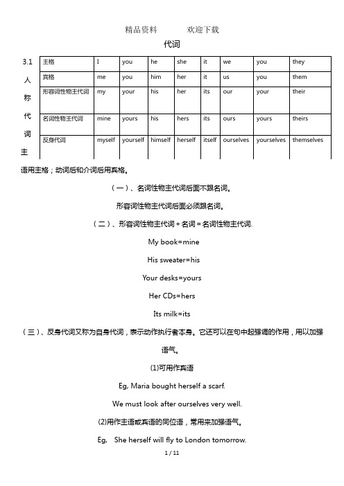 高中语法专题教案代词详解