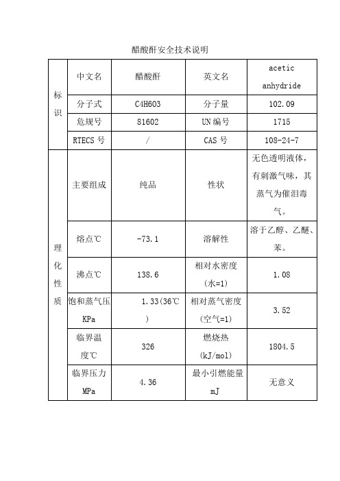 醋酸酐安全技术说明