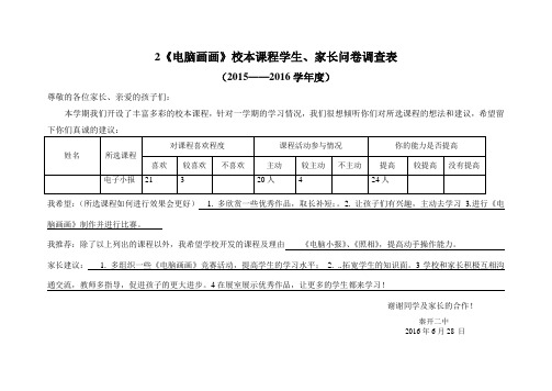 2窦玉君校本课程问卷调查表小结