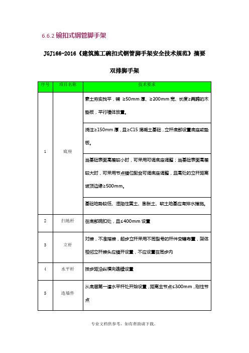 碗扣式脚手架安全技术规范JGJ166-2016