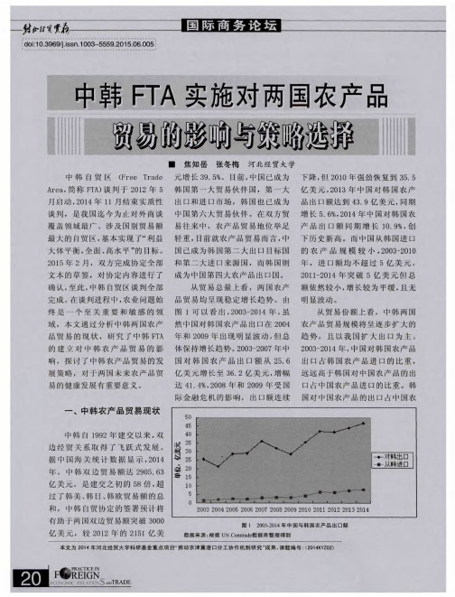 中韩FTA实施对两国农产品贸易的影响与策略选择