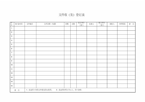 文件收发登记表模板