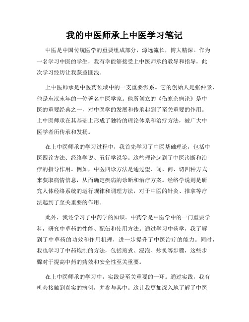 我的中医师承上中医学习笔记