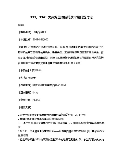 333、3341类资源量的估算及常见问题讨论