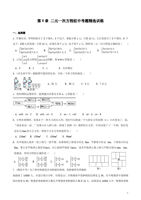 第8章二元一次方程组单元测试含答案解析(期末考题好题精选)