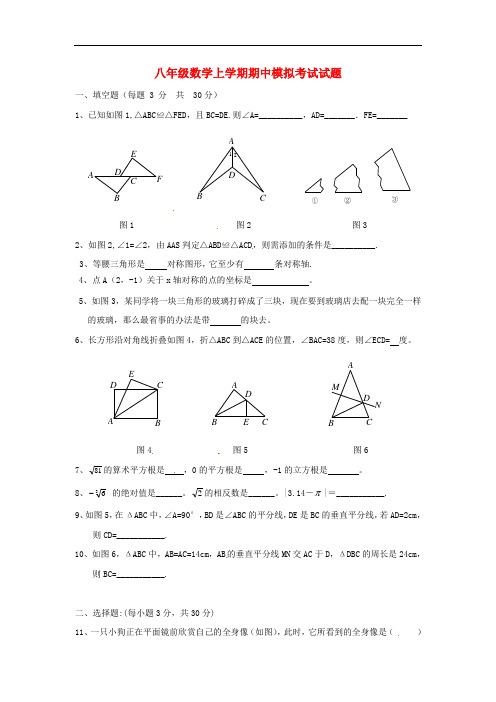 湖北省宜城八年级数学上学期期中模拟考试试题21 新人