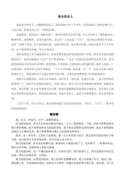 苏教版六年级语文习作作文