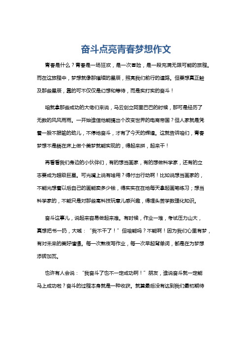 奋斗点亮青春梦想作文