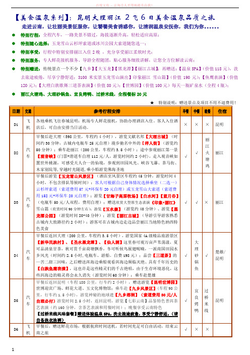 吉程假期昆大丽双飞6日2012.4.27起单号行程